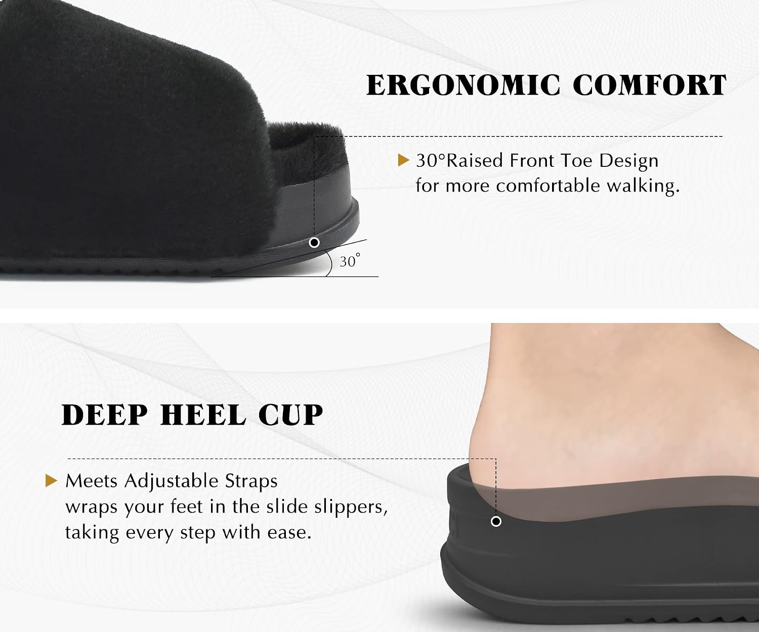 image:imageKuaiLu Womens Orthotic Arch Support SlippersPlush Black