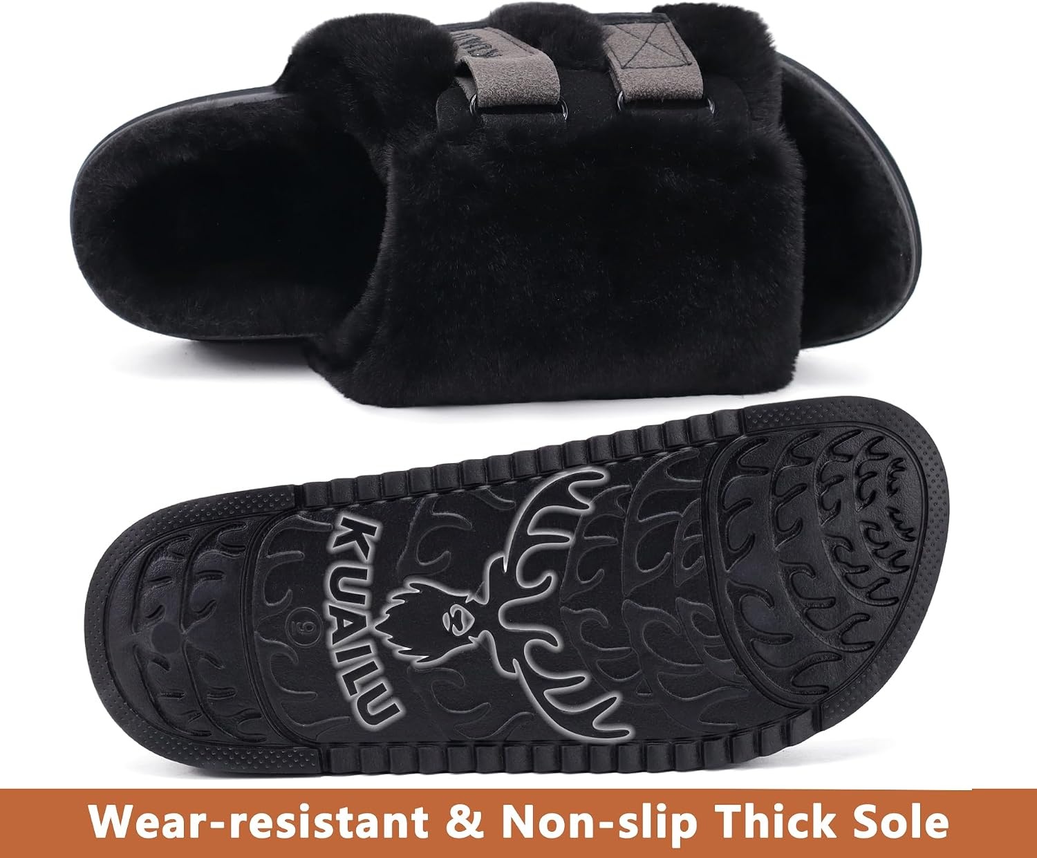 image:imageKuaiLu Womens Orthotic Arch Support SlippersPlush Black