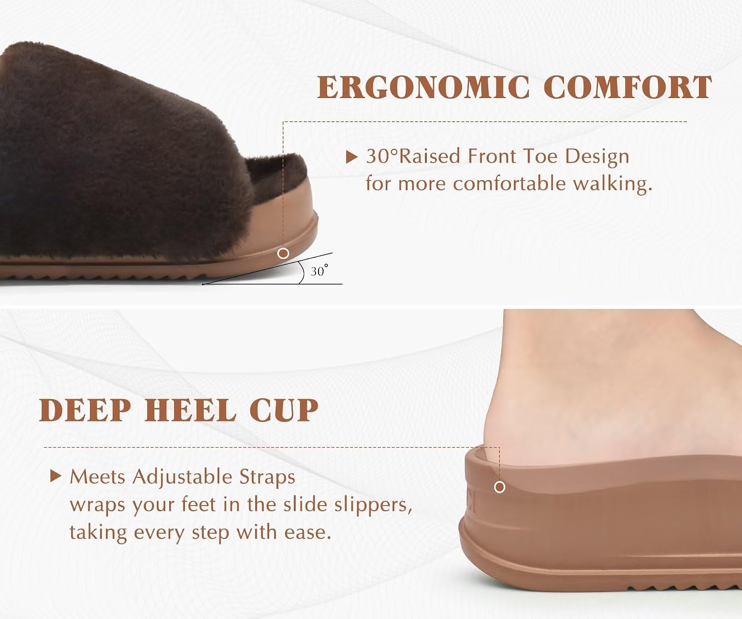 image:imageKuaiLu Womens Orthotic Arch Support SlippersPlush Brown