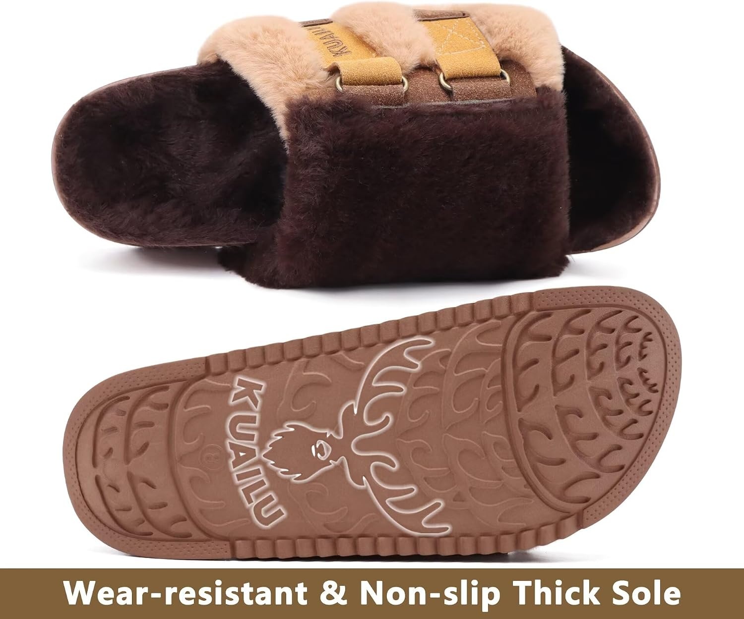 image:imageKuaiLu Womens Orthotic Arch Support SlippersPlush Brown