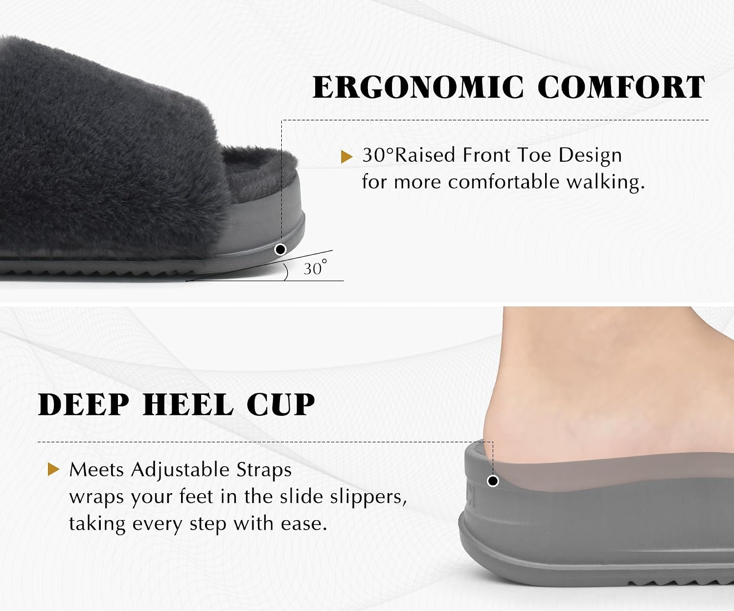image:imageKuaiLu Womens Orthotic Arch Support SlippersPlush Grey