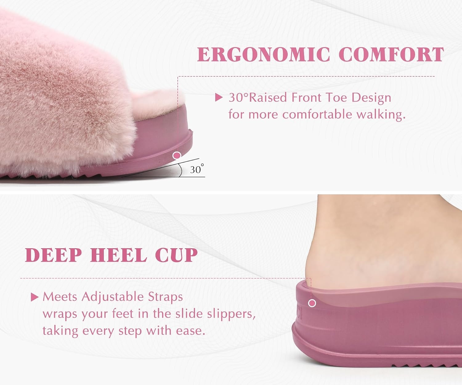 image:imageKuaiLu Womens Orthotic Arch Support SlippersPlush Pink