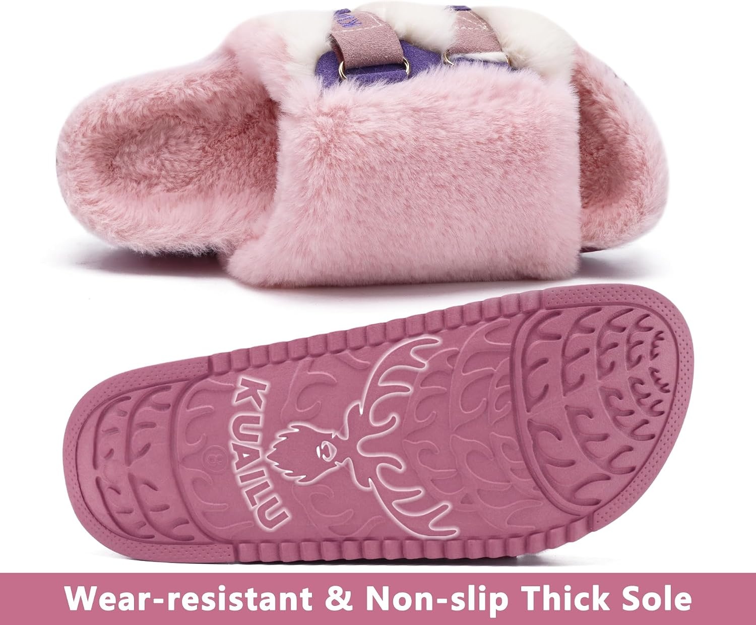 image:imageKuaiLu Womens Orthotic Arch Support SlippersPlush Pink
