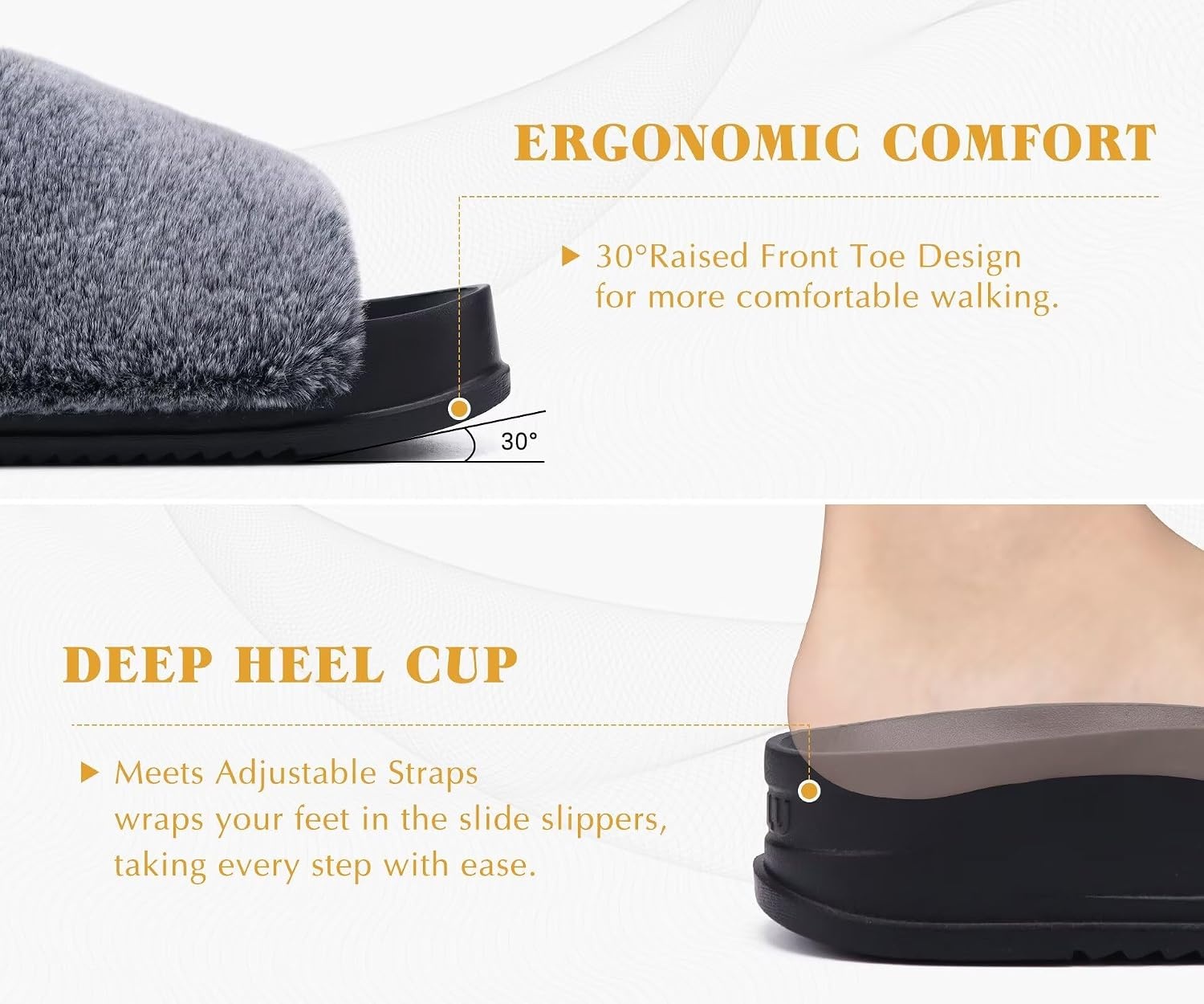 image:imageKuaiLu Womens Orthotic Arch Support SlippersVogue Black Adjustable