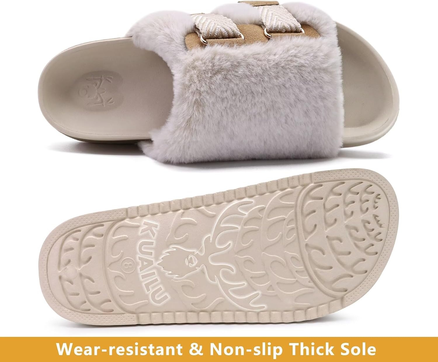 image:imageKuaiLu Womens Orthotic Arch Support SlippersWhite Adjustable