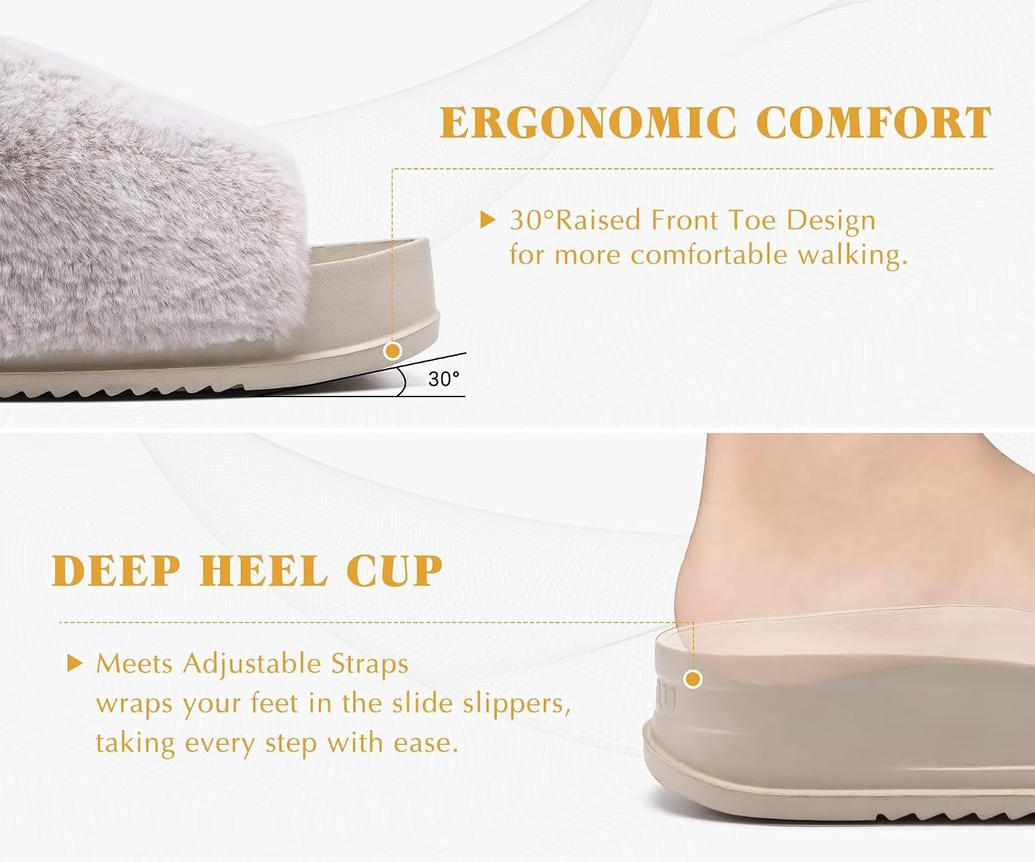 image:imageKuaiLu Womens Orthotic Arch Support SlippersWhite Adjustable