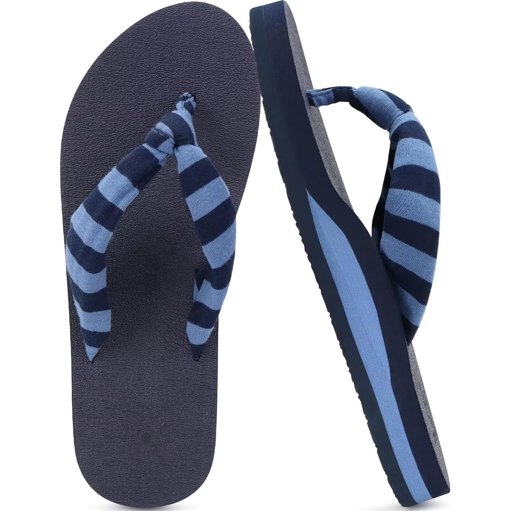 image:imageKuaiLu Flip Flops for Women with Arch Support Summer Beach Thong SandalsDark Blue