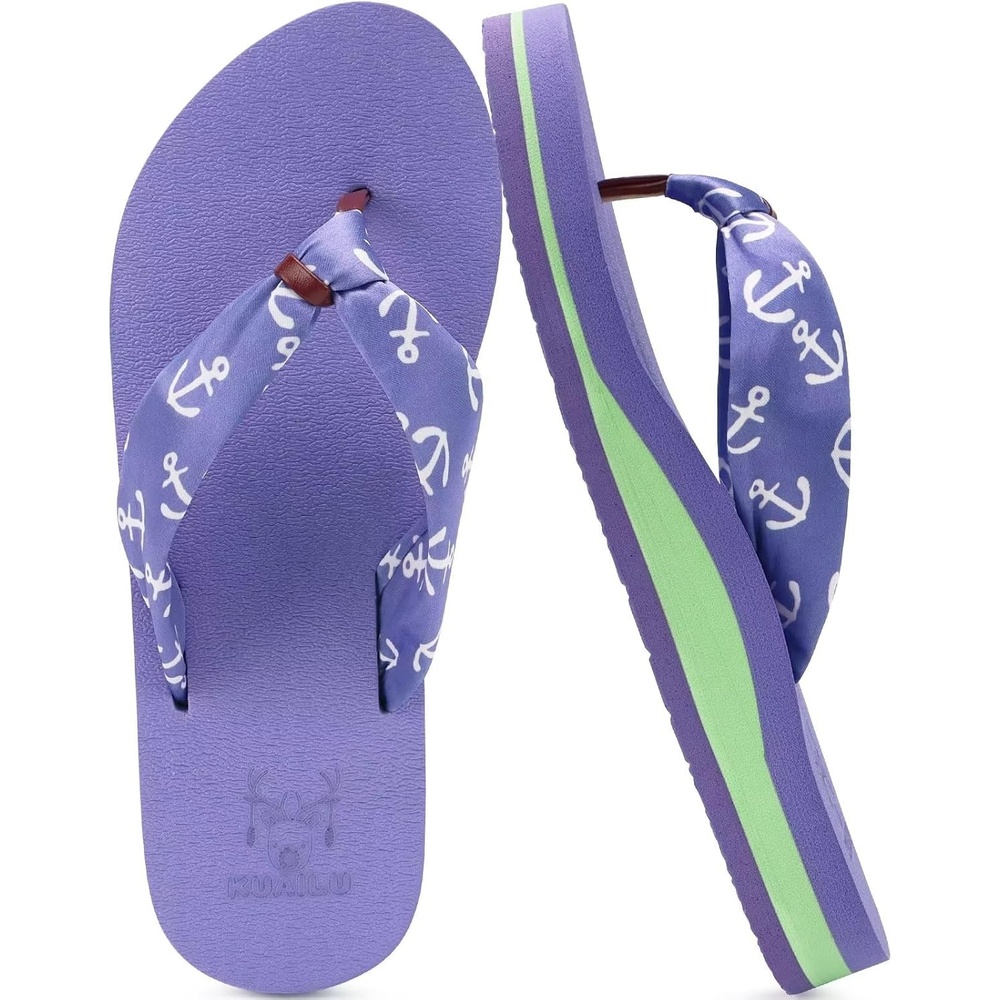 image:imageKuaiLu Flip Flops for Women with Arch Support Summer Beach Thong SandalsPurple