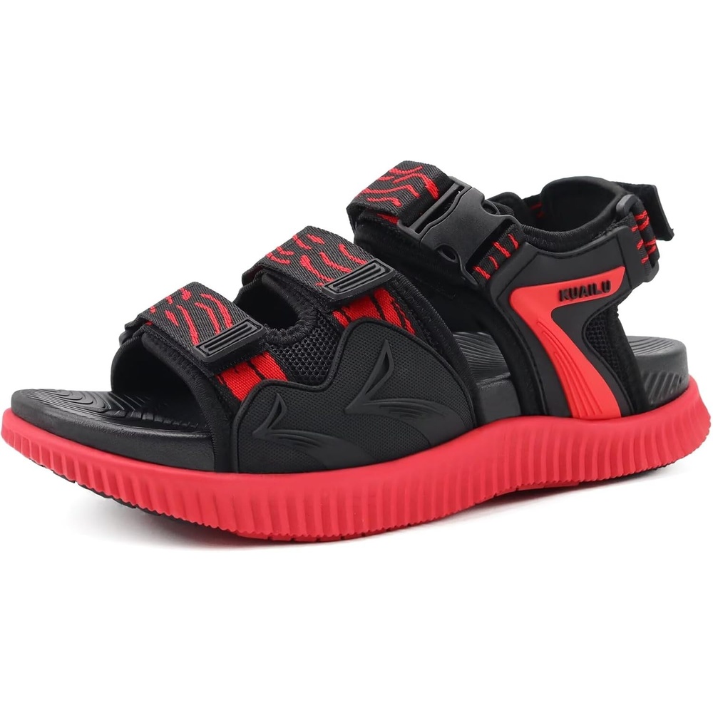 image:imageKuaiLu Mens Arch Support Hiking Sandals Orthopedic Athletic Walking SandlesBlackRed