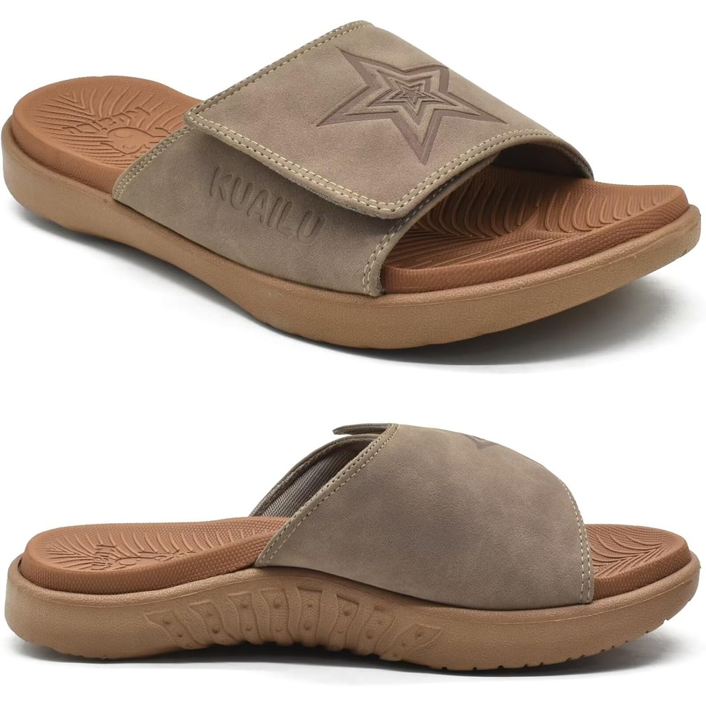 image:imageKuaiLu Mens Athletic Slides Wide Adjustable Arch Support Sport SandalsChestnut