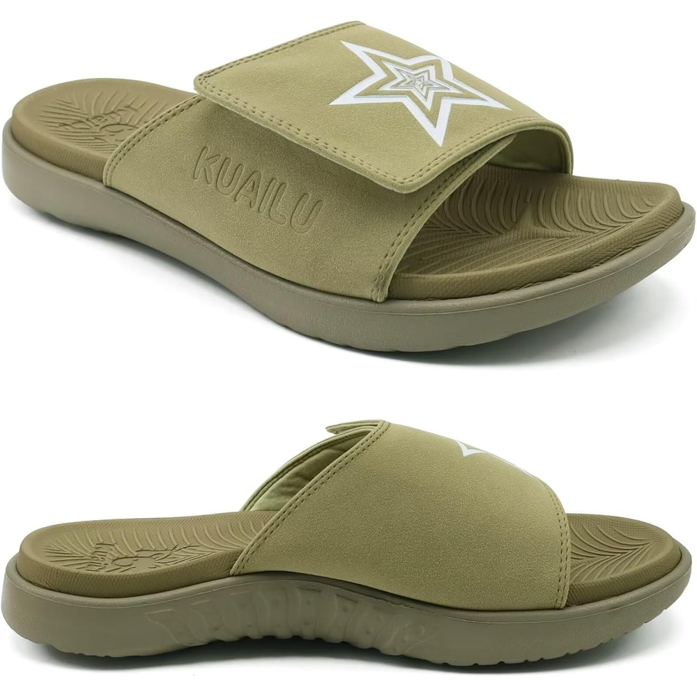 image:imageKuaiLu Mens Athletic Slides Wide Adjustable Arch Support Sport SandalsGreen