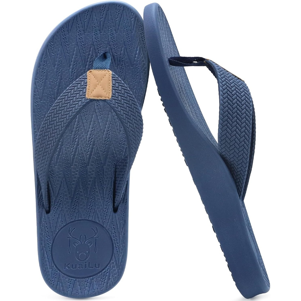 image:imageKuaiLu Mens Flip Flops Comfortable Arch Support Waterproof Thong SandalsBlue