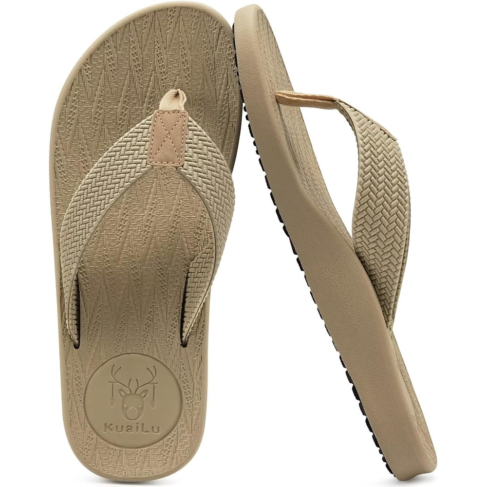 image:imageKuaiLu Mens Flip Flops Comfortable Arch Support Waterproof Thong SandalsNatural