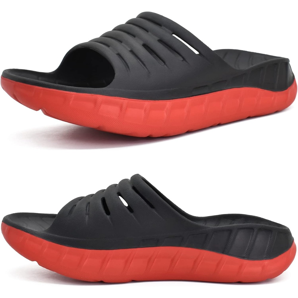 image:imageKuaiLu Mens Orthotic Recovery Sandals Arch Support Slides Plantar FasciitisBlackRed