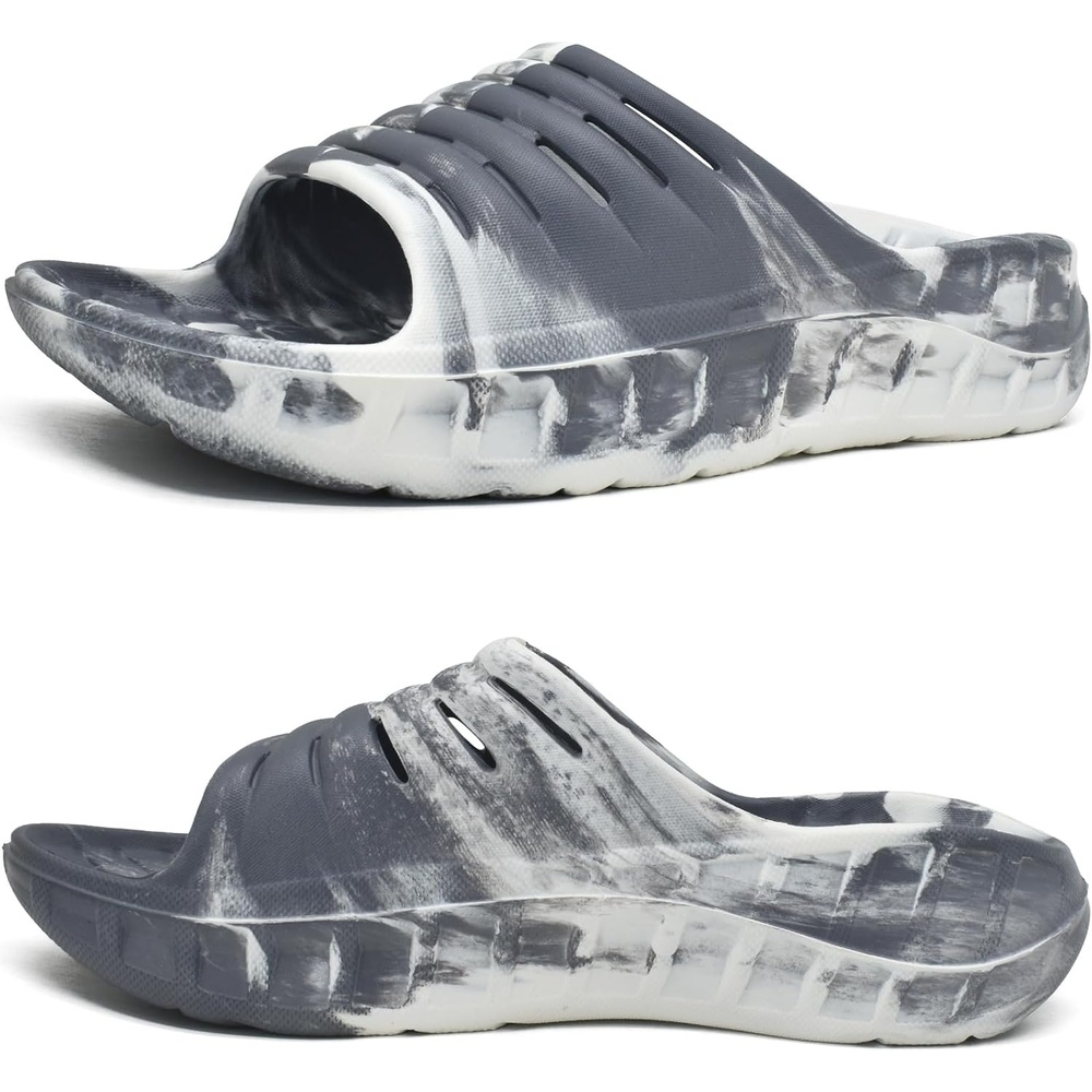 image:imageKuaiLu Mens Orthotic Recovery Sandals Arch Support Slides Plantar FasciitisGrey White