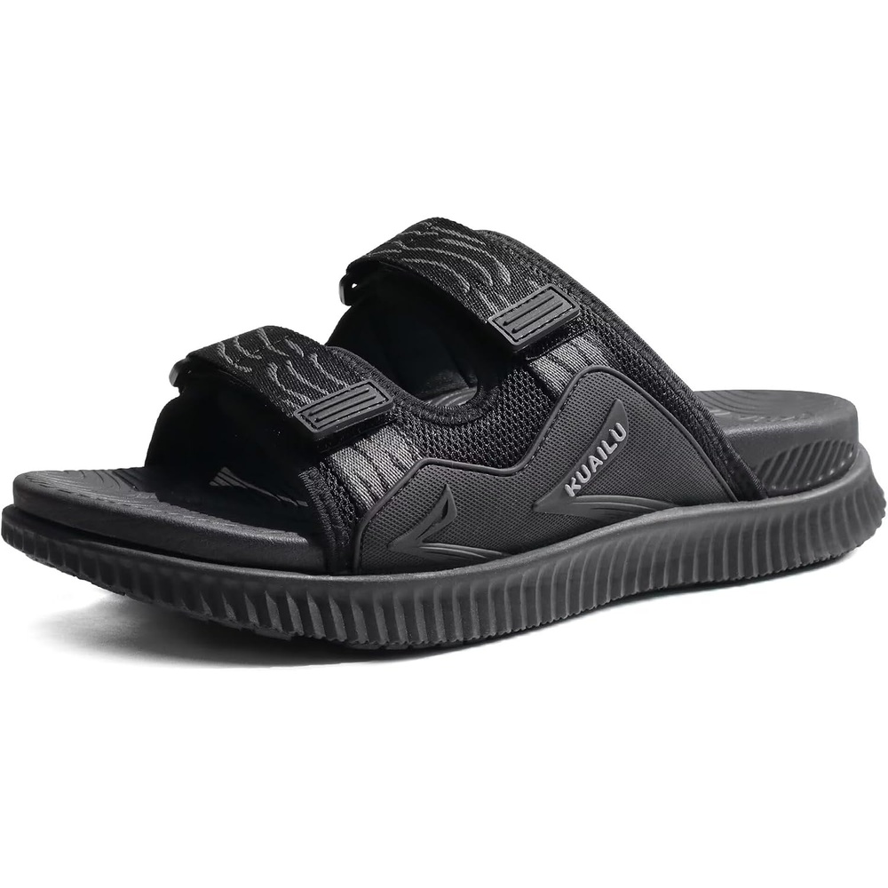 image:imageKuaiLu Mens Orthotic Sandals Arch Support Cushion Recovery Walking SlidesBlack