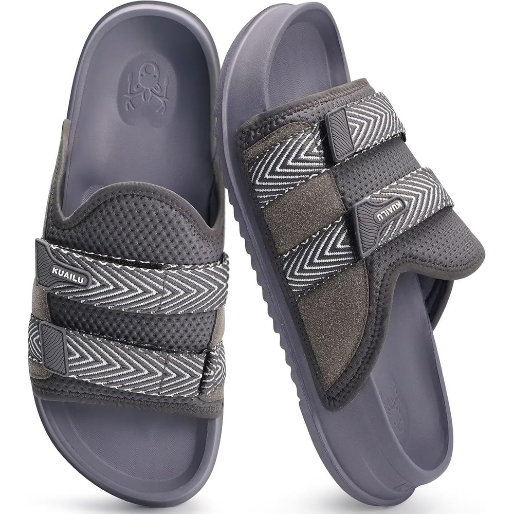 image:imageKuaiLu Mens Orthotic Sandals Comfort Arch Support Fabric Sandal SlippersDark Grey