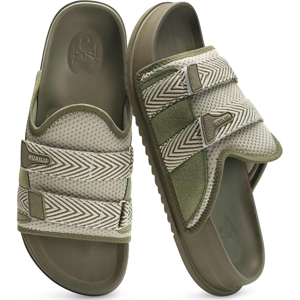 image:imageKuaiLu Mens Orthotic Sandals Comfort Arch Support Fabric Sandal SlippersGreen