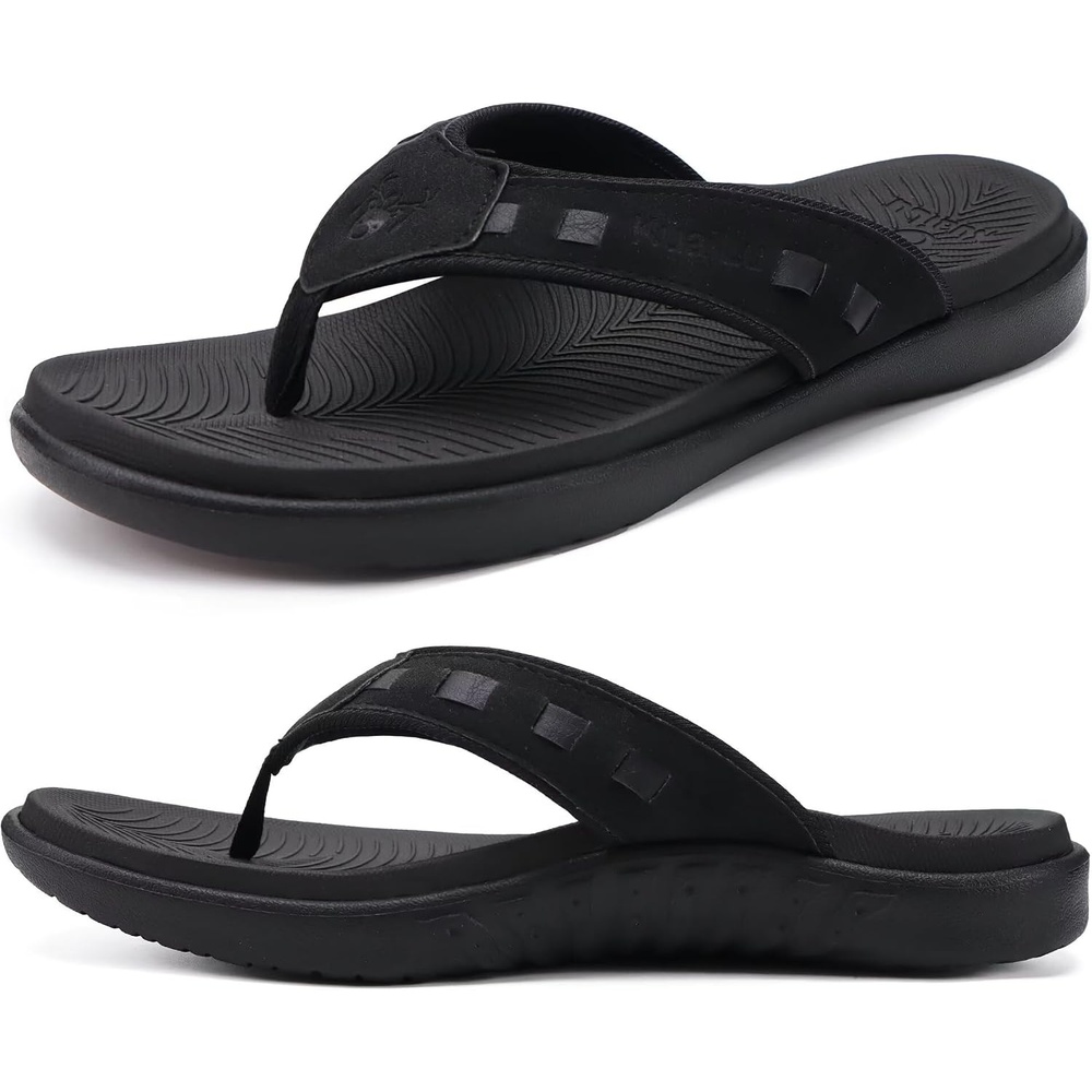 image:imageKuaiLu Mens Sport Flip Flops Orthotic Thong Sandals With Arch SupportFashion Black