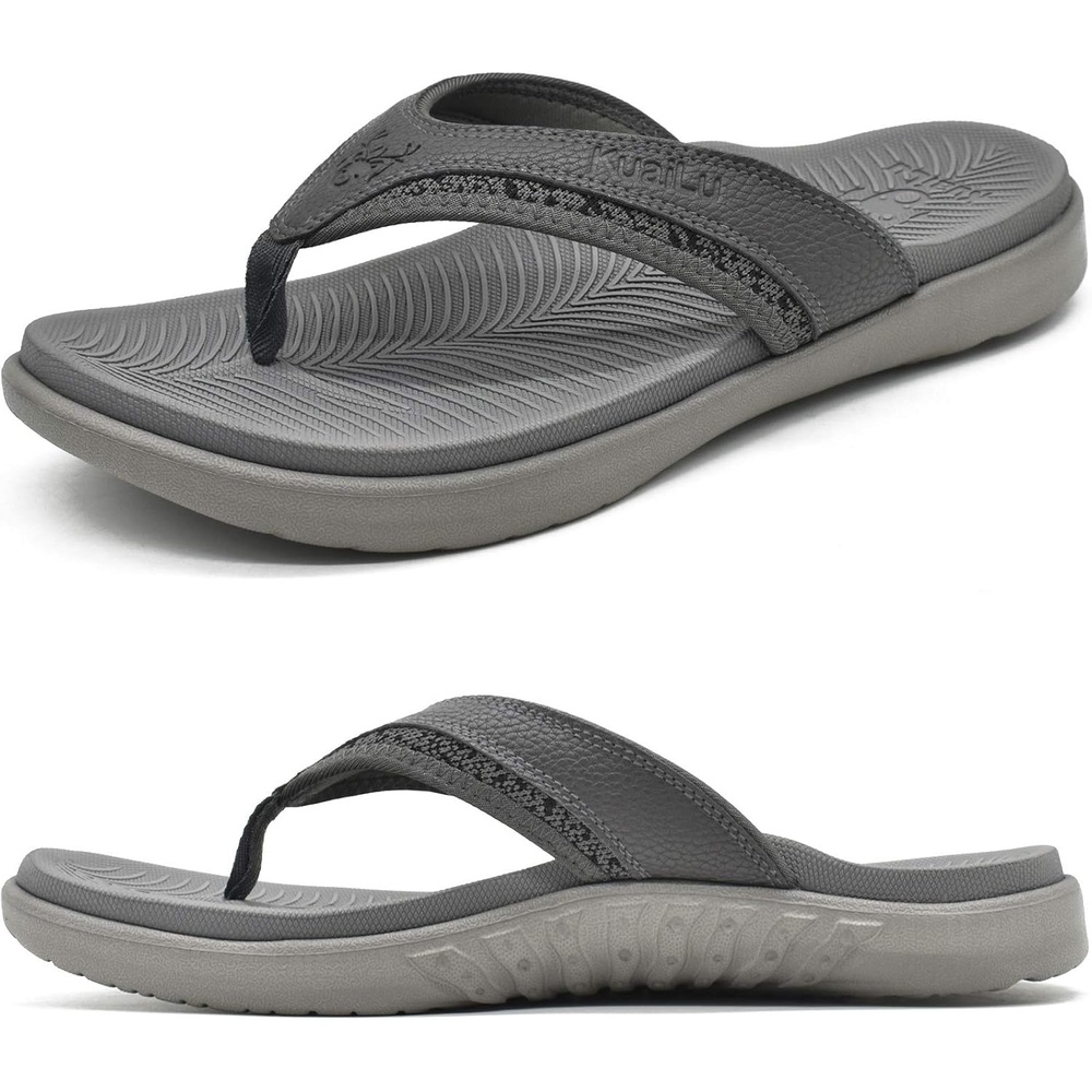 image:imageKuaiLu Mens Sport Flip Flops Orthotic Thong Sandals With Arch SupportGrey