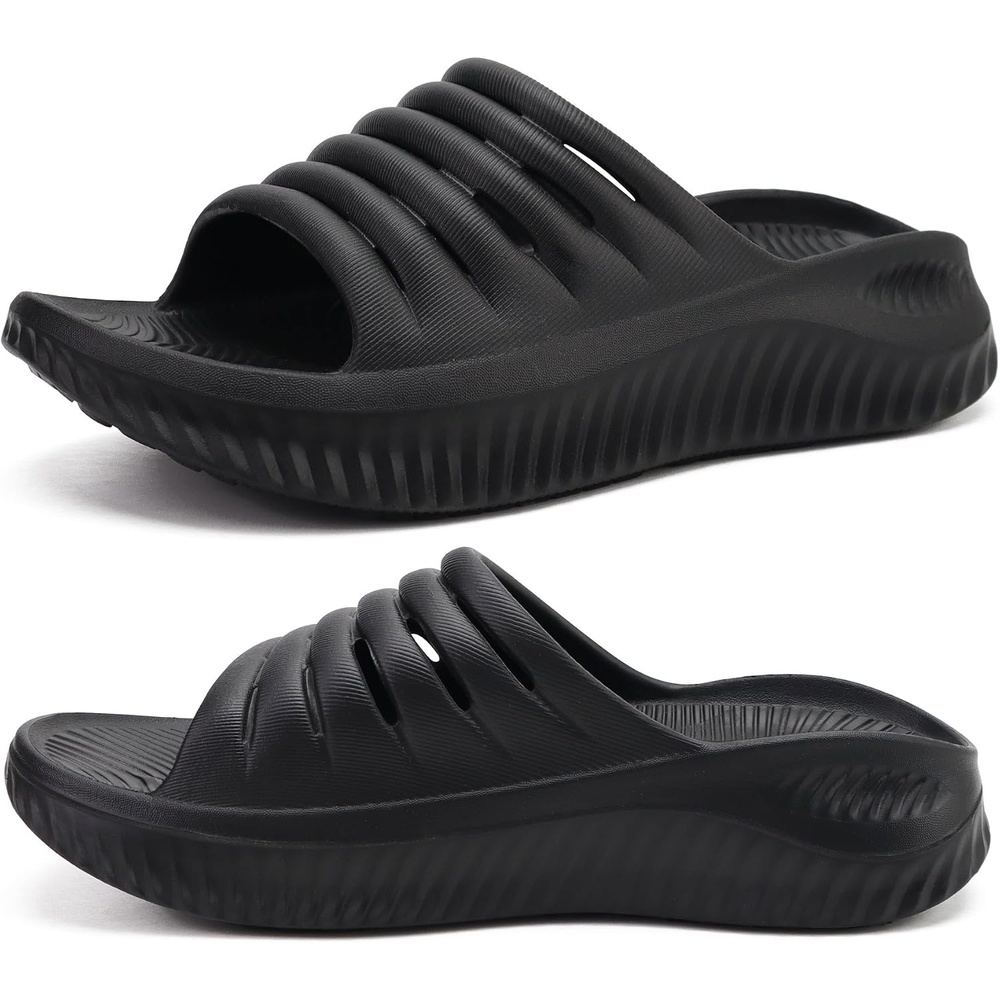 image:imageKuaiLu Recovery Sandals Women With Comfortable Arch Support Sport SlidesAll Black
