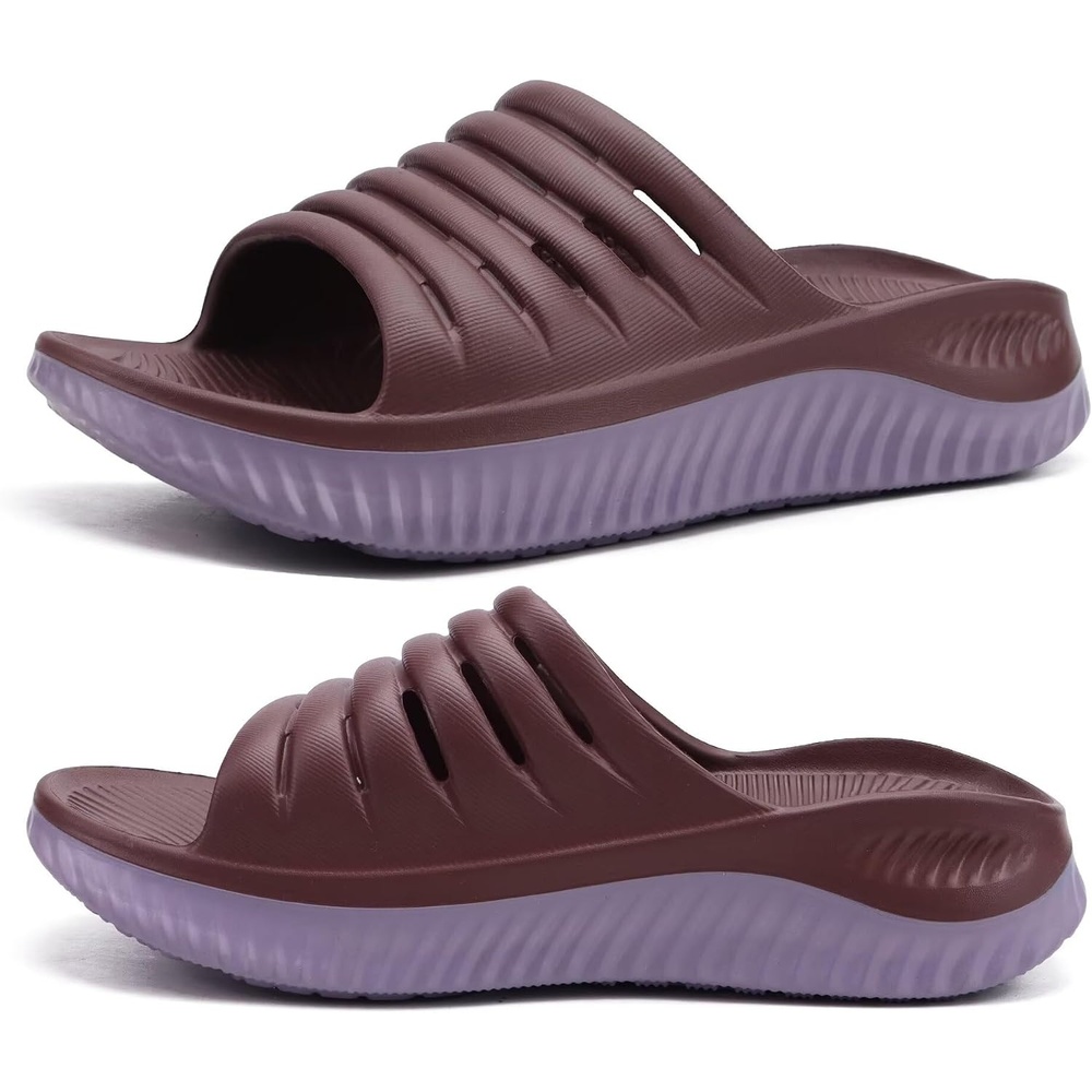 image:imageKuaiLu Recovery Sandals Women With Comfortable Arch Support Sport SlidesBrown Purple