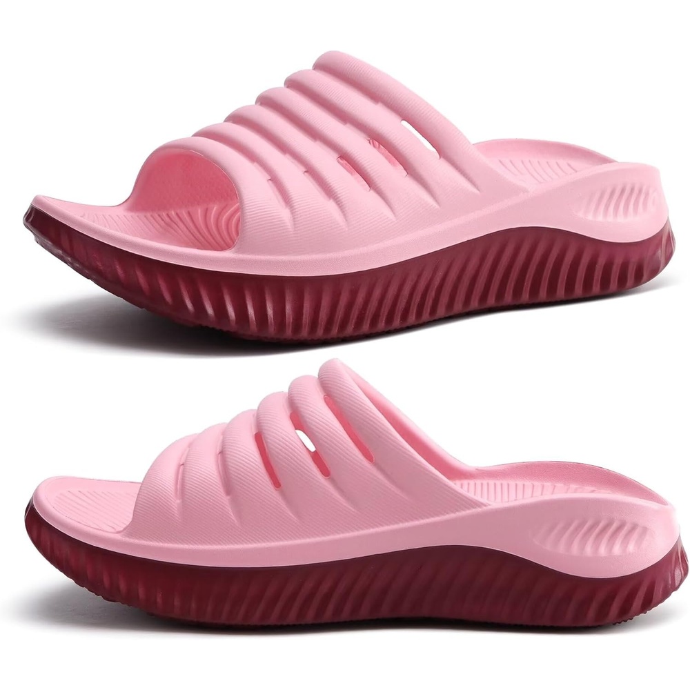image:imageKuaiLu Recovery Sandals Women With Comfortable Arch Support Sport SlidesPink Wine