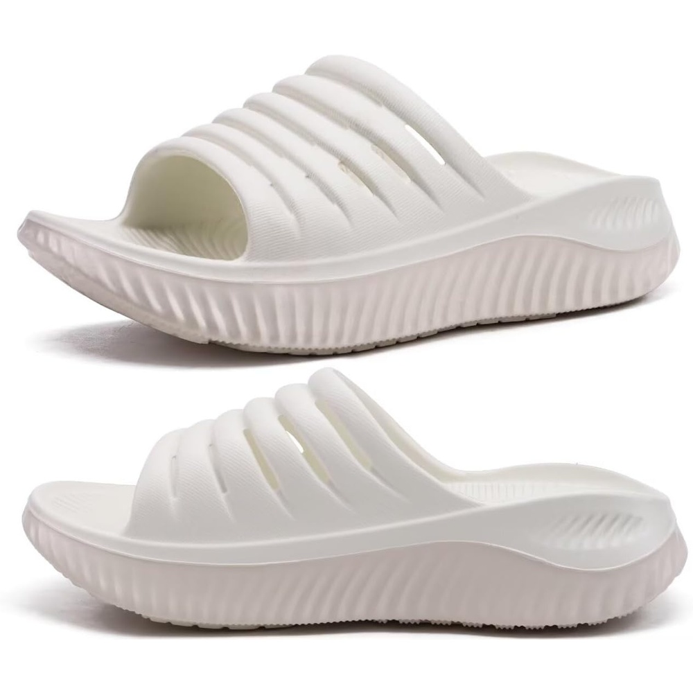 image:imageKuaiLu Recovery Sandals Women With Comfortable Arch Support Sport SlidesWhite Beige