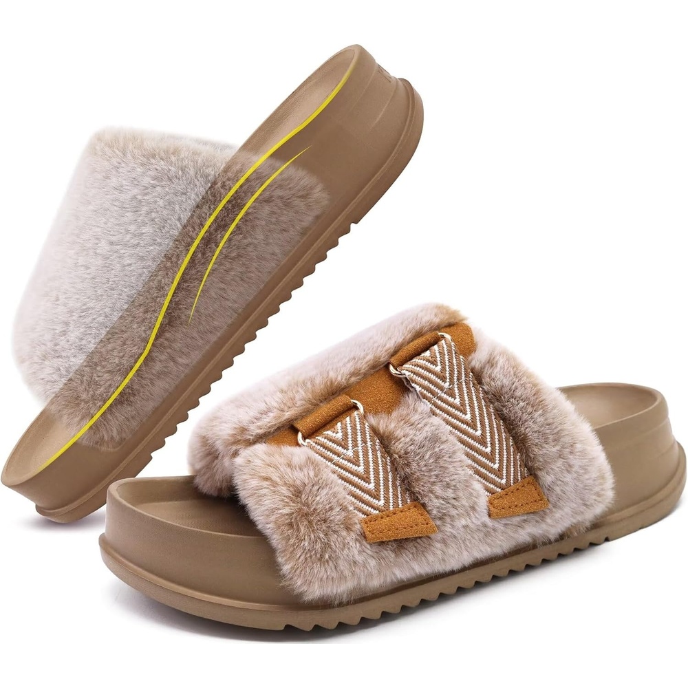 image:imageKuaiLu Womens Orthotic Arch Support SlippersCamel Brown Adjustable