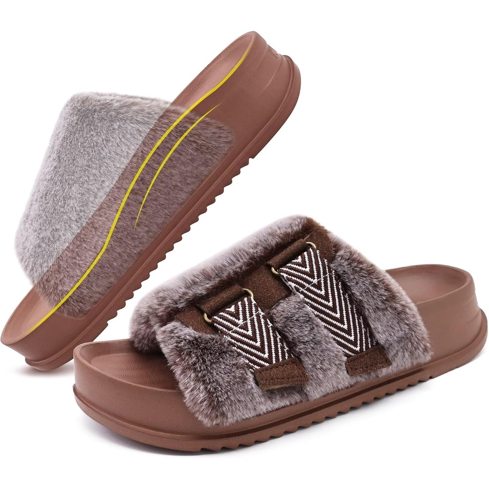 image:imageKuaiLu Womens Orthotic Arch Support SlippersCoffee Brown Adjustable