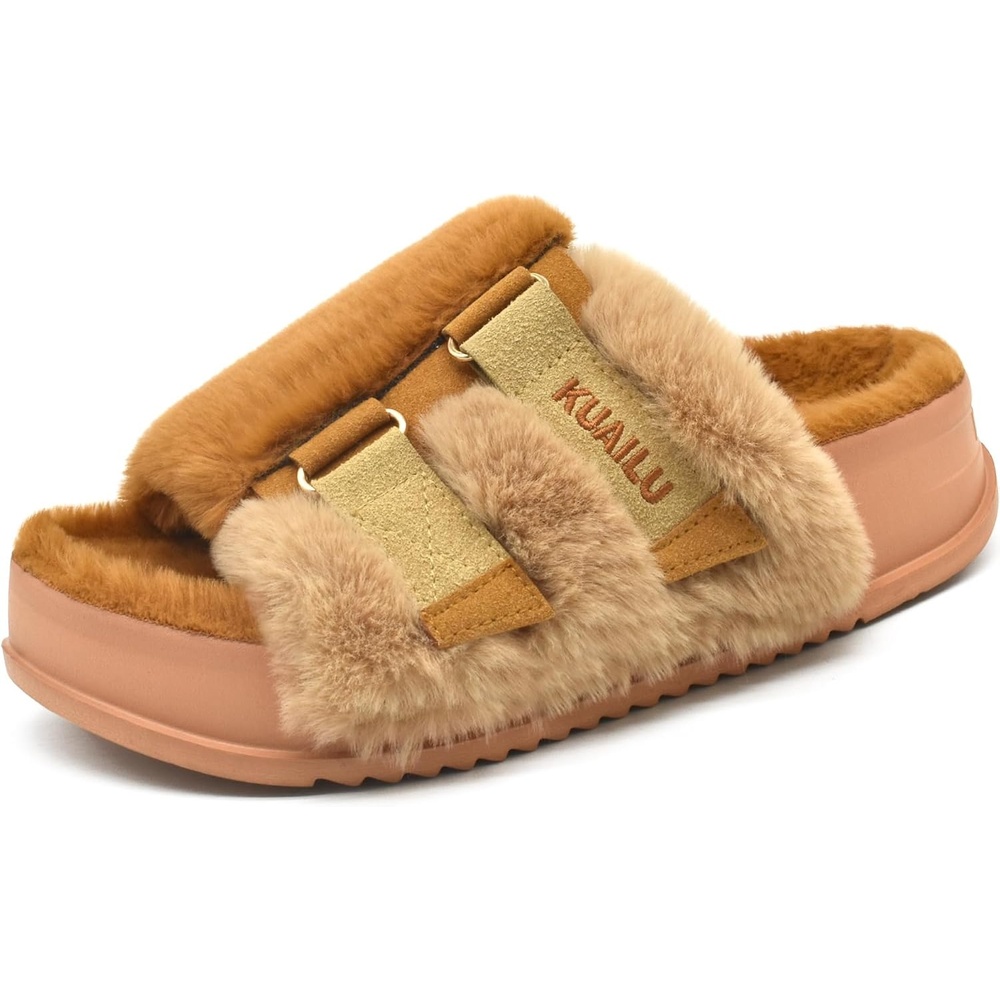 image:imageKuaiLu Womens Orthotic Arch Support SlippersPlush Khaki