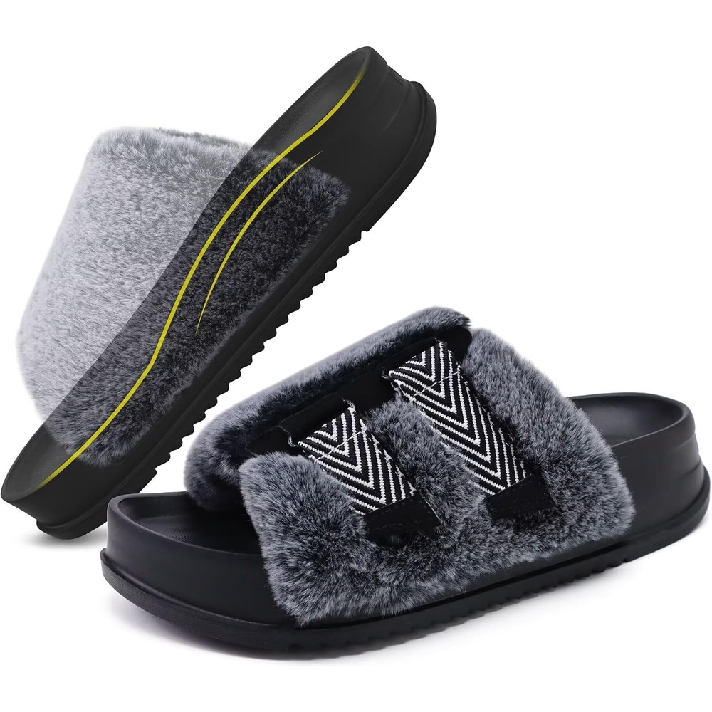 image:imageKuaiLu Womens Orthotic Arch Support SlippersVogue Black Adjustable