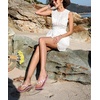 KuaiLu Flip Flops for Women with Arch Support Summer Beach Thong Sandals(Pink White)