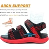 KuaiLu Mens Arch Support Hiking Sandals Orthopedic Athletic Walking Sandles(Black/Red)