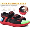 KuaiLu Mens Arch Support Hiking Sandals Orthopedic Athletic Walking Sandles(Black/Red)