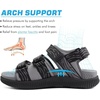 KuaiLu Mens Arch Support Hiking Sandals Orthopedic Athletic Walking Sandles(Grey Black)
