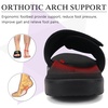 KuaiLu Mens Athletic Slides Wide Adjustable Arch Support Sport Sandals(All Black)