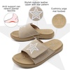 KuaiLu Mens Athletic Slides Wide Adjustable Arch Support Sport Sandals(Beige)