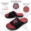 KuaiLu Mens Athletic Slides Wide Adjustable Arch Support Sport Sandals(Black/Red)