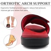 KuaiLu Mens Athletic Slides Wide Adjustable Arch Support Sport Sandals(Black/Red)