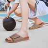 KuaiLu Mens Athletic Slides Wide Adjustable Arch Support Sport Sandals(Chestnut)