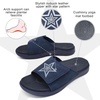 KuaiLu Mens Athletic Slides Wide Adjustable Arch Support Sport Sandals(Dark Blue)