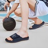 KuaiLu Mens Athletic Slides Wide Adjustable Arch Support Sport Sandals(Dark Blue)