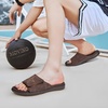 KuaiLu Mens Athletic Slides Wide Adjustable Arch Support Sport Sandals(Dark Brown)