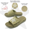 KuaiLu Mens Athletic Slides Wide Adjustable Arch Support Sport Sandals(Green)