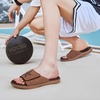 KuaiLu Mens Athletic Slides Wide Adjustable Arch Support Sport Sandals(Khaki Brown)