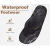 KuaiLu Mens Flip Flops Comfortable Arch Support Waterproof Thong Sandals(Pu-black)