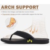 KuaiLu Mens Flip Flops Comfortable Arch Support Waterproof Thong Sandals(Pu-black)