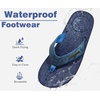 KuaiLu Mens Flip Flops Comfortable Arch Support Waterproof Thong Sandals(Pu-blue)