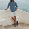 KuaiLu Mens Flip Flops Comfortable Arch Support Waterproof Thong Sandals(Pu-blue)